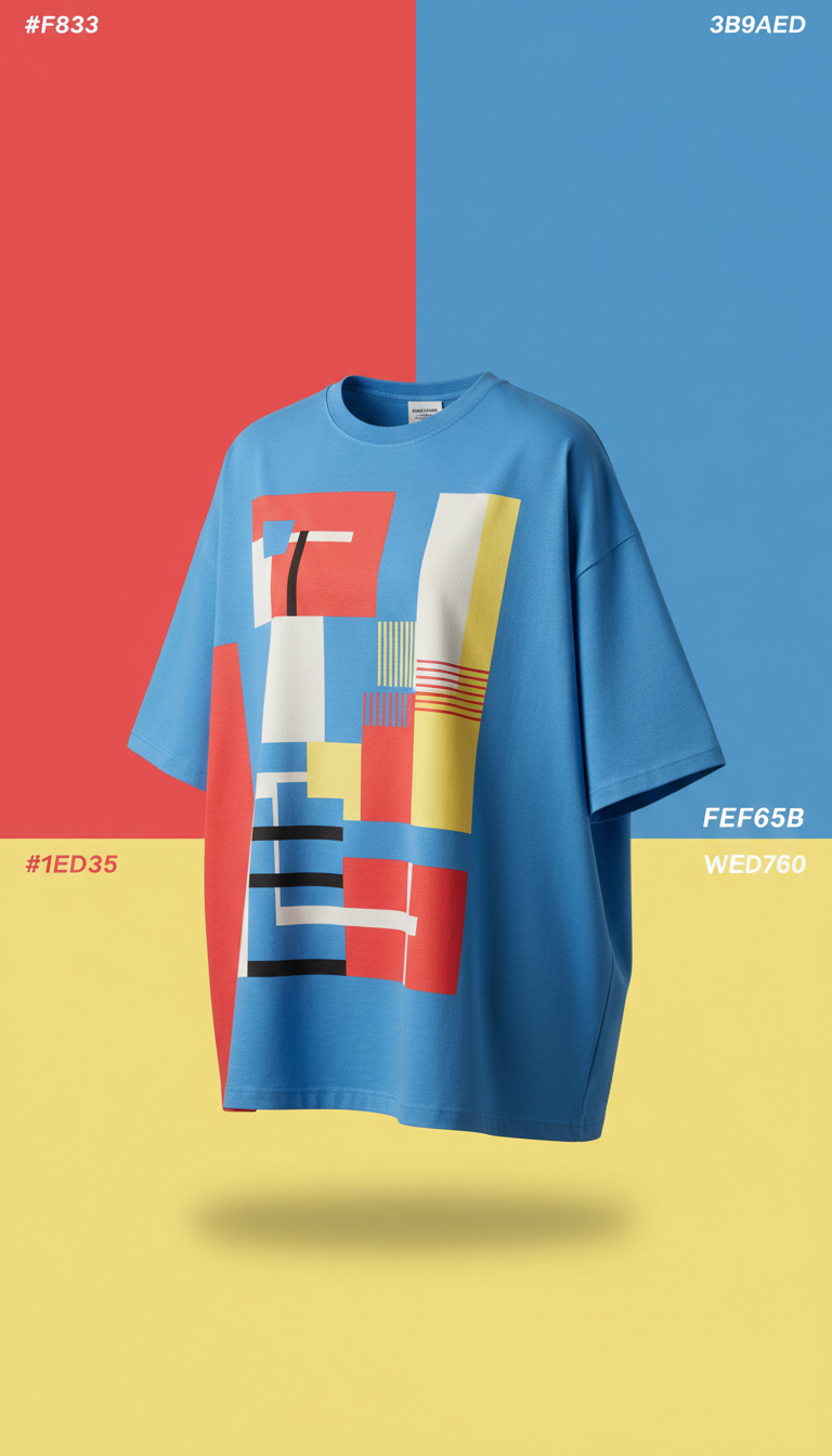 Oversized Graphic Tee Neon Print